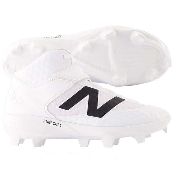 New Balance Mens 4040V8 Mid TPU Molded Baseball Cleats White/Black 8.5