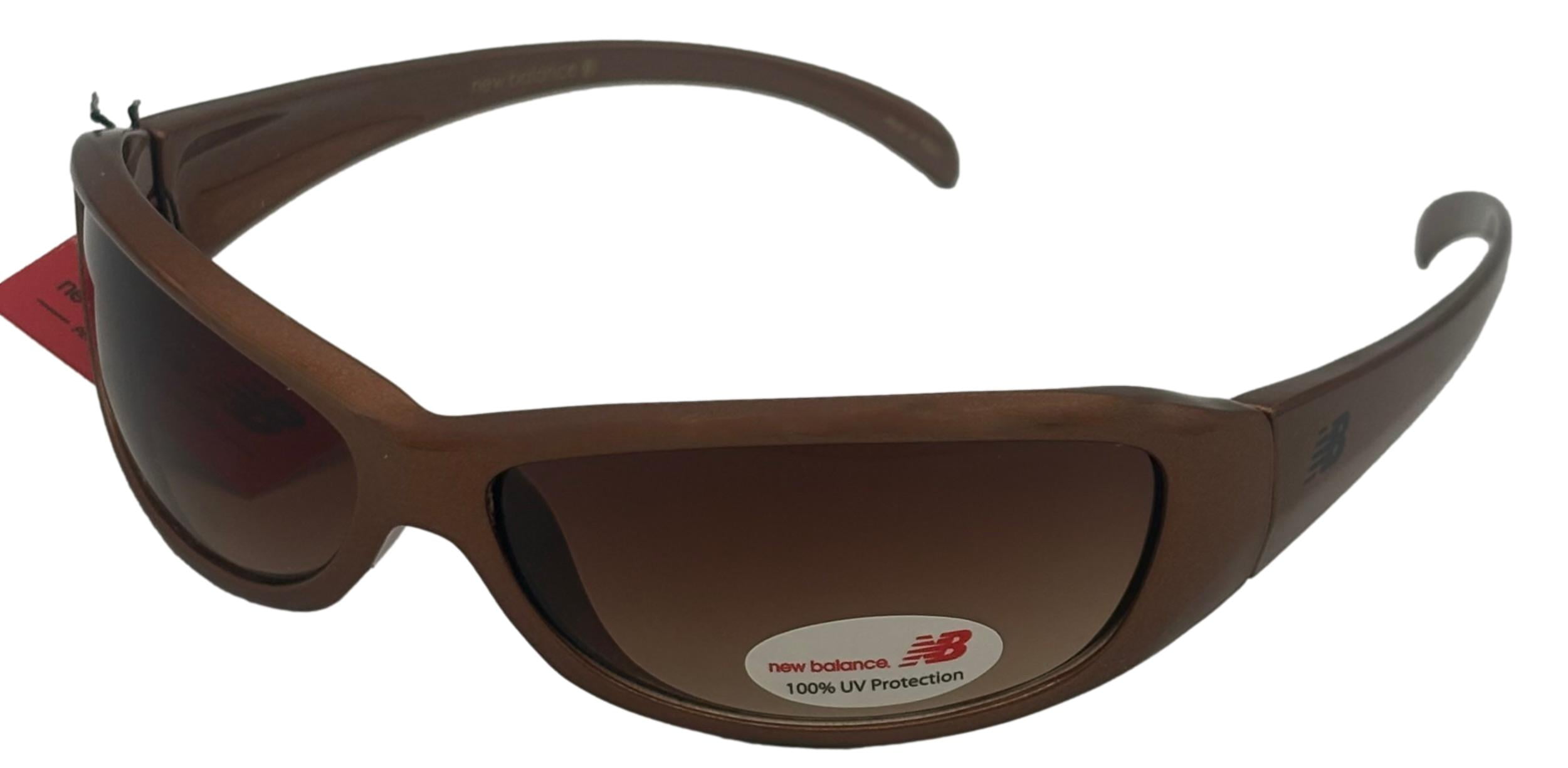 New Balance Men's Rectangle Pearl Brown Wrap Gradient Lens Sunglasses