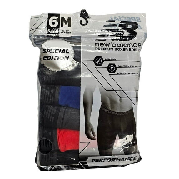 New Balance Premium Boxer Briefs Special Edition 6 Pack (Black/Magnet/Embr/Black/Royal/Black) - NB3049-6 (430N, Medium)