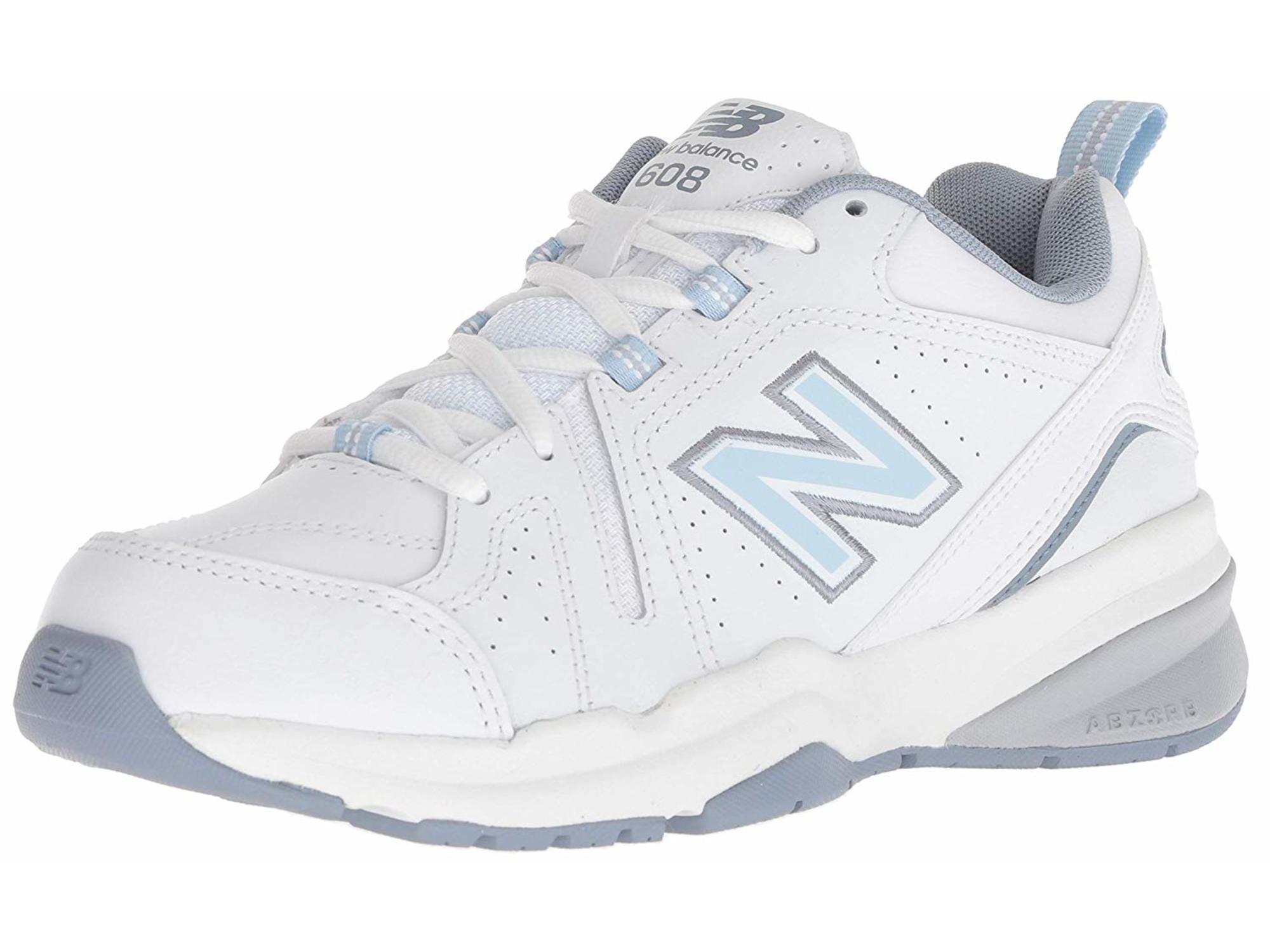 New Balance Women s 608V5 Lightweight Walking Shoes Casual Comfort Trainers White Light Blue Size 8.5 Walmart