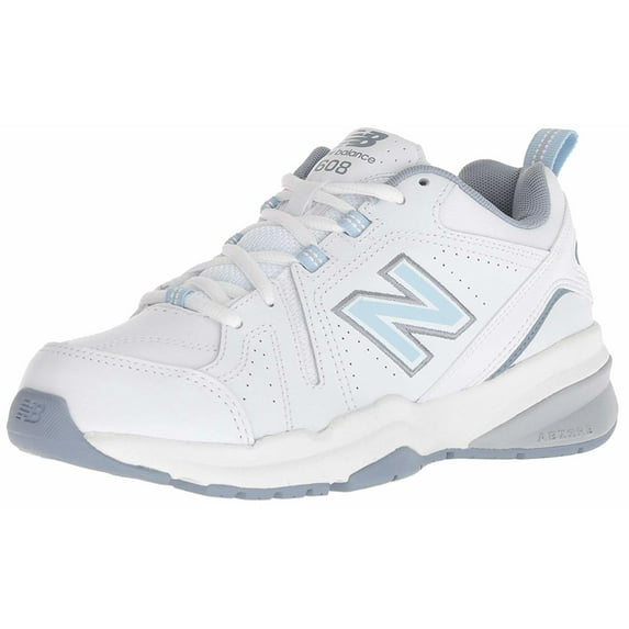 New Balance Women's 608v5 Casual Comfort Cross, White/Light Blue, Size 10.5 oS05