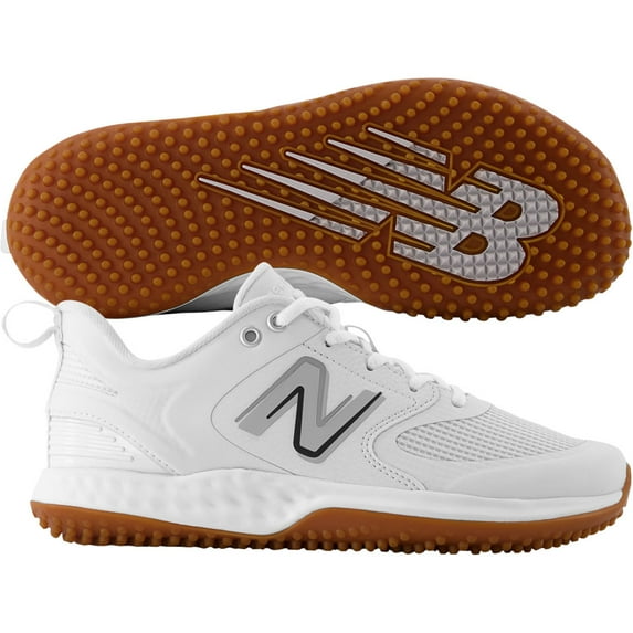 New Balance Women's Fresh Foam Velo V3 Fastpitch Softball Turf-Trainer Shoes White/White Wide 10