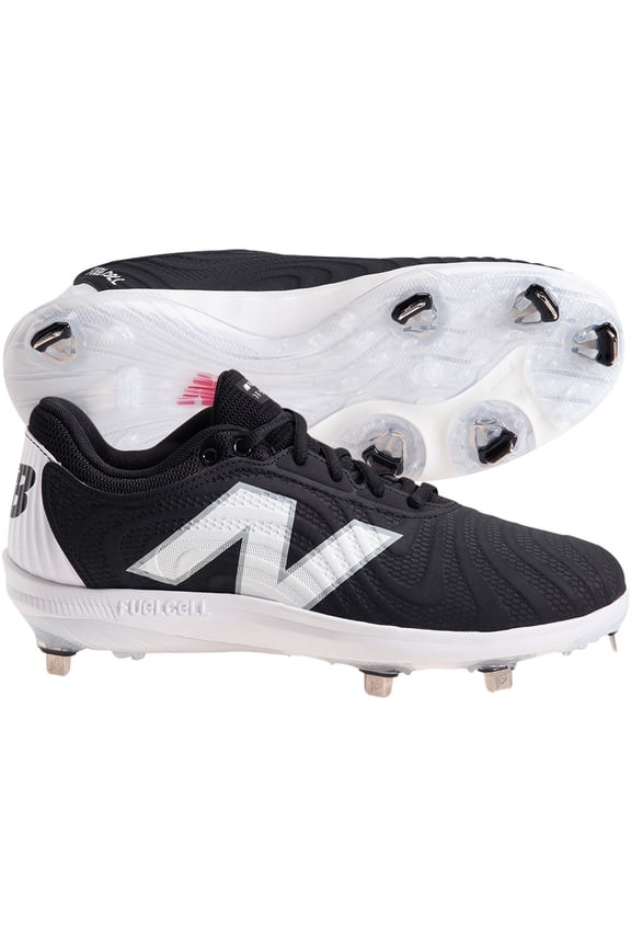 Women's FuelCell FUSEv4 Low Metal Fastpitch Softball Cleats Black/White 9