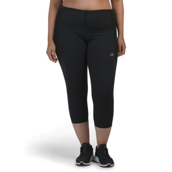 New Balance Women's Plus Impact Active Fast Dry Moisture Wicking Cropped Tight Leggings (Black, 2X)