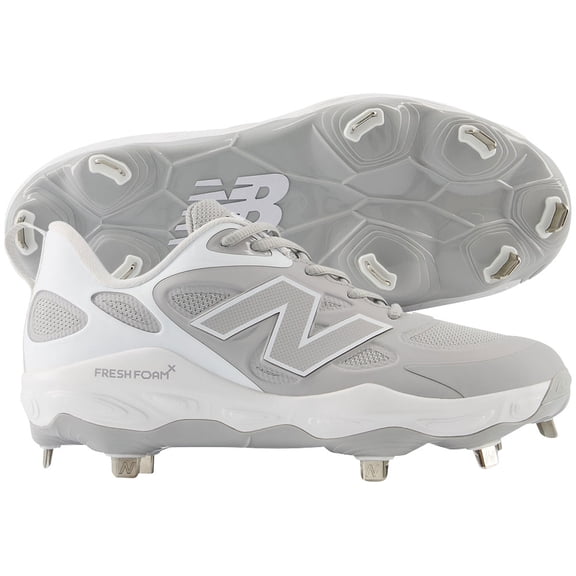 New Balance Women's VELOv4 Metal Fastpitch Softball Cleats Grey/White 6.5