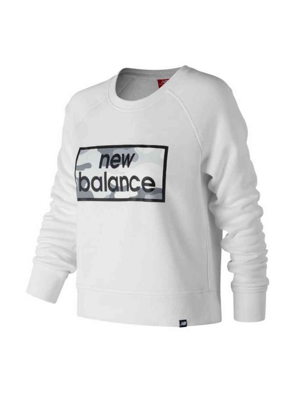 Women's Essentials Linear Pullover Scoop Neck Sweatshirt (White, S)