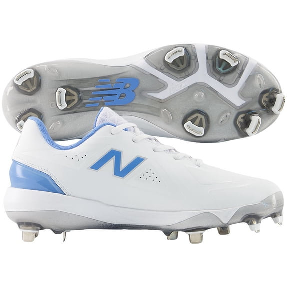 New Balance Womens FUSEv5 Low Metal Softball Cleats White/Blue 8.5
