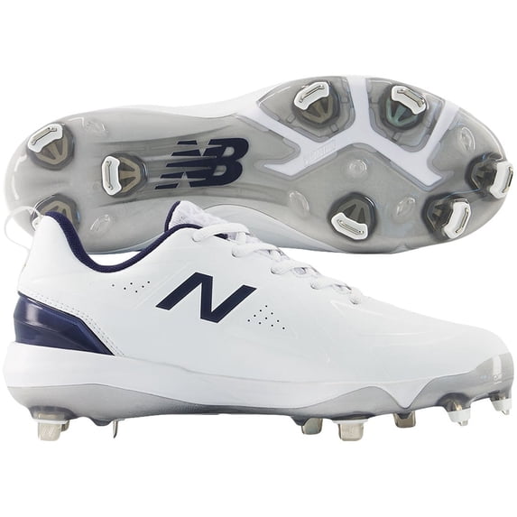 New Balance Womens FUSEv5 Low Metal Softball Cleats White/Navy 9