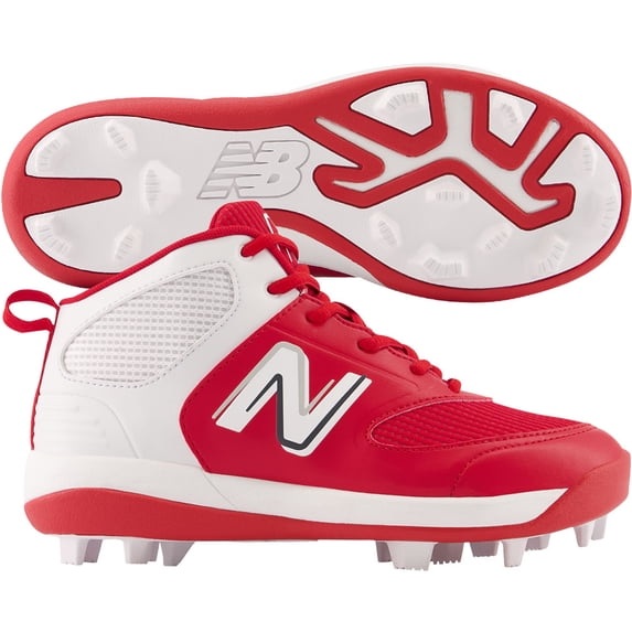 New Balance Youth 3000V6 Molded Baseball Cleats Red/White Medium 12.5K