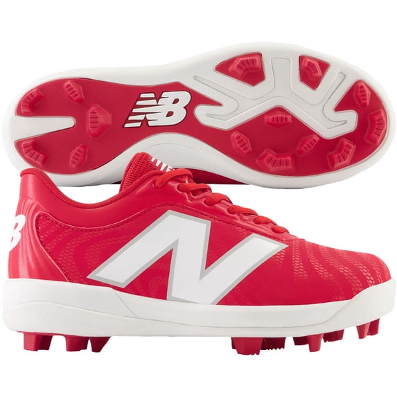 New Balance Youth 4040V7 Rubber Molded Baseball Cleat Red/White Medium 10.5K