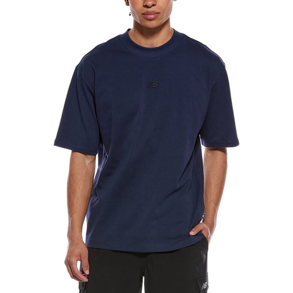 New Balance mens Oversized Tonal T-Shirt, s, Navy