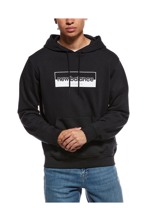 mens Rectangular Logo Hoodie, m, Black