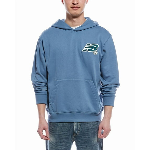 New Balance mens Relaxed League Hoodie, l, Blue