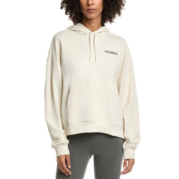 New Balance womens Logo Hoodie, m, Beige
