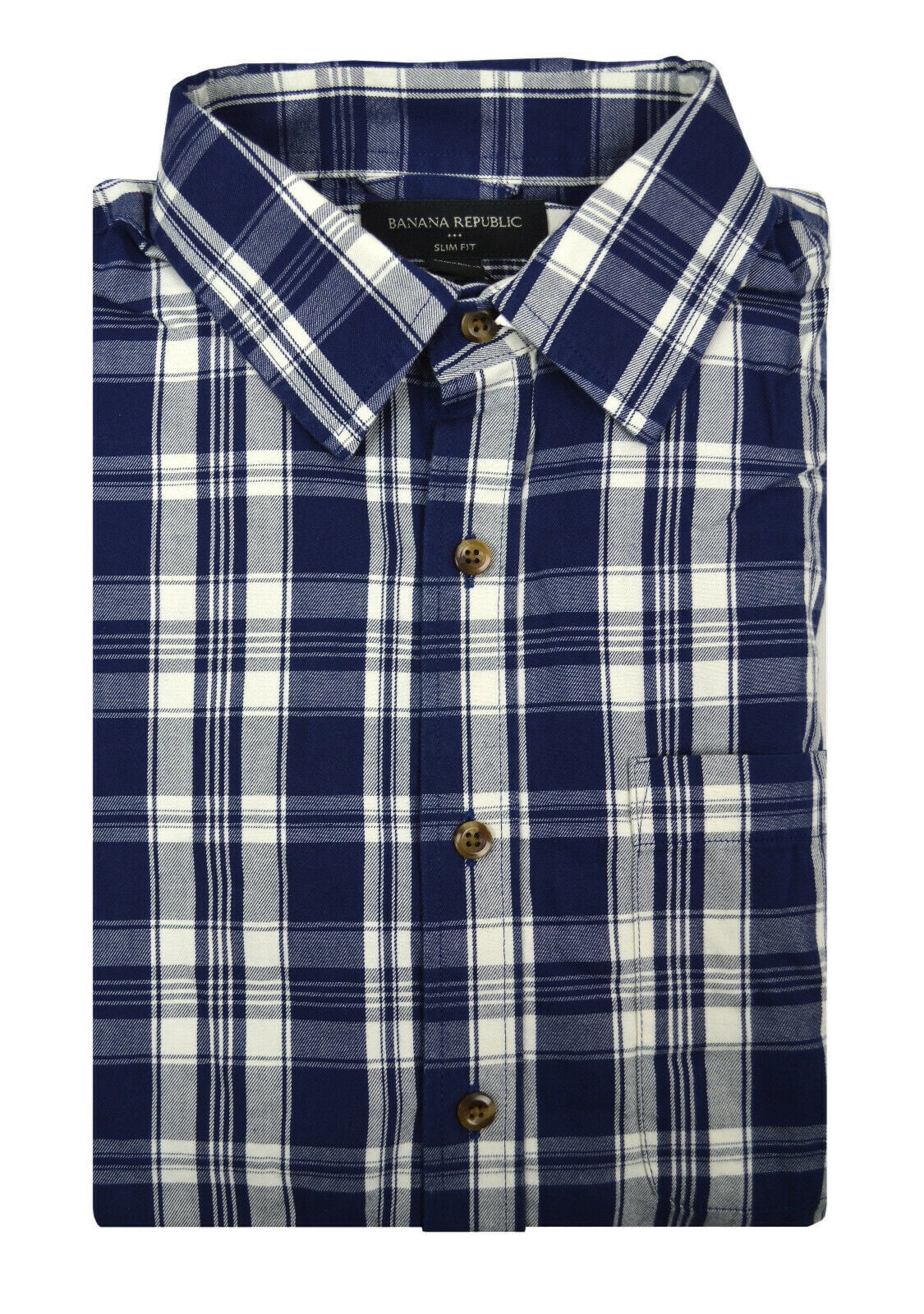 New Banana Republic Mens Blue Plaid Slim Fit Soft Button Down Shirt Small S  3221-7 - Walmart.com