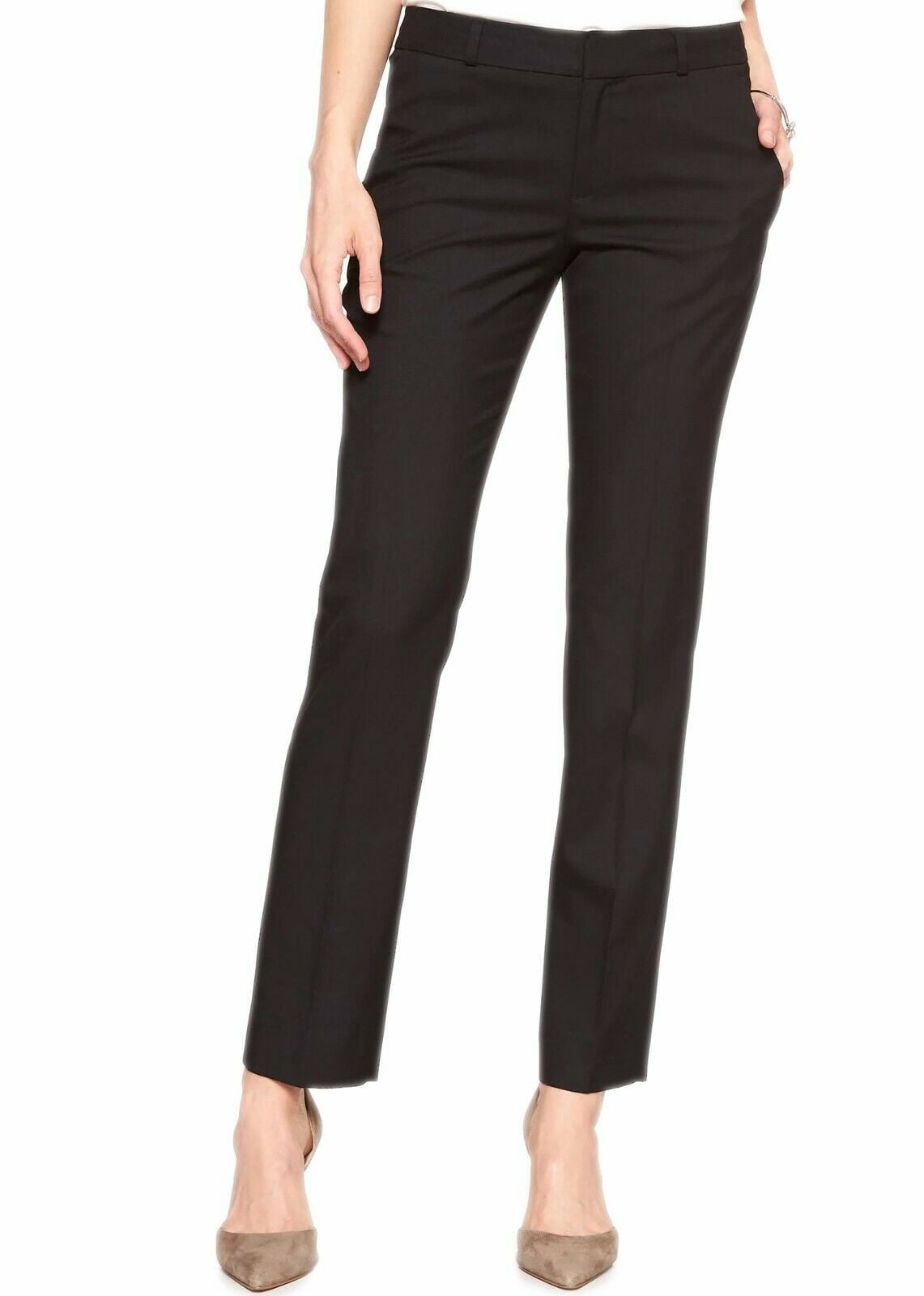 New Banana Republic Women's Ryan Classic Black Slim Straight Pant, Size