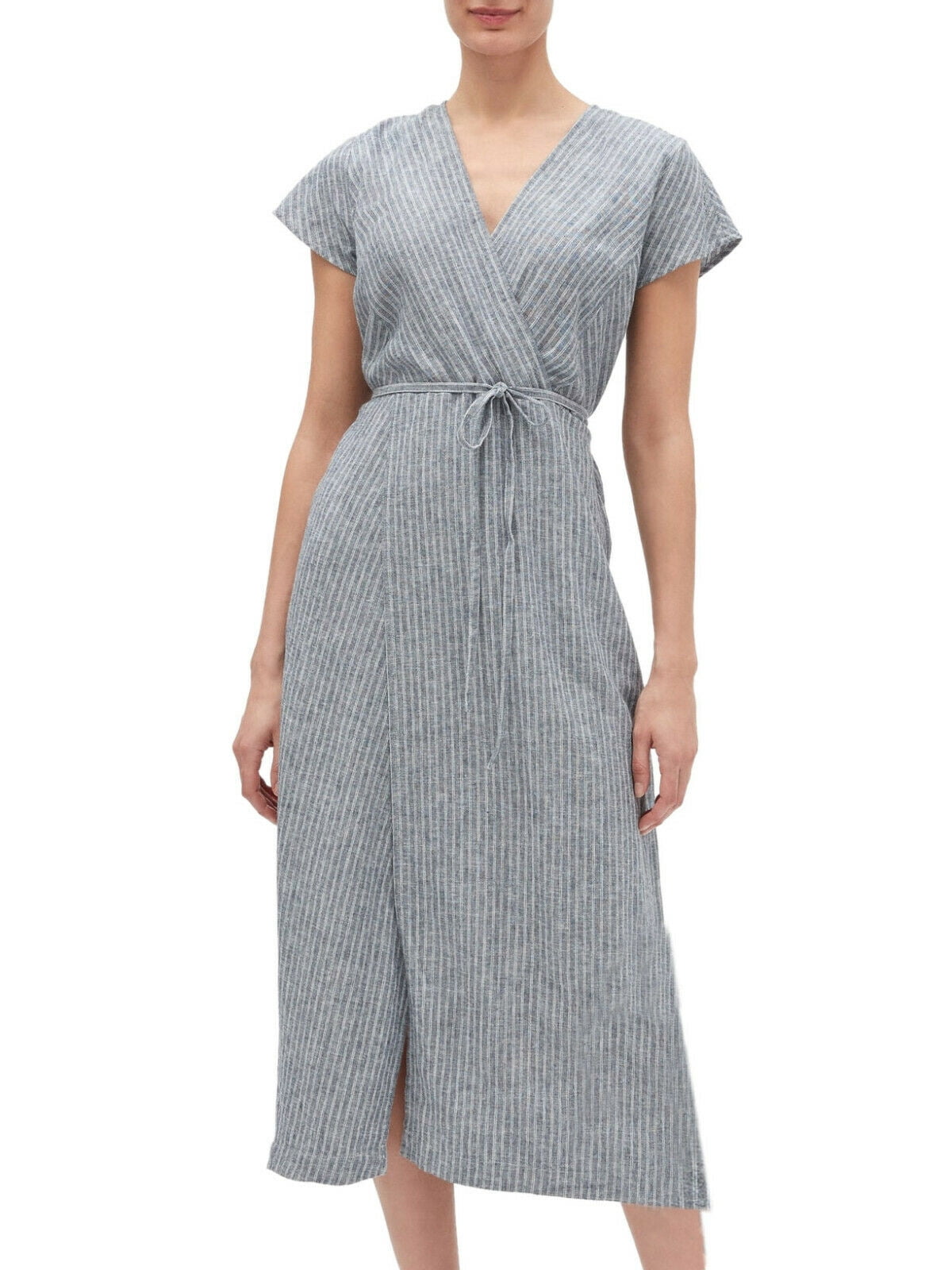 New Banana Republic Womens Blue & White Striped Linen Patio Wrap Dress Sz  12 2671-3 - Walmart.com