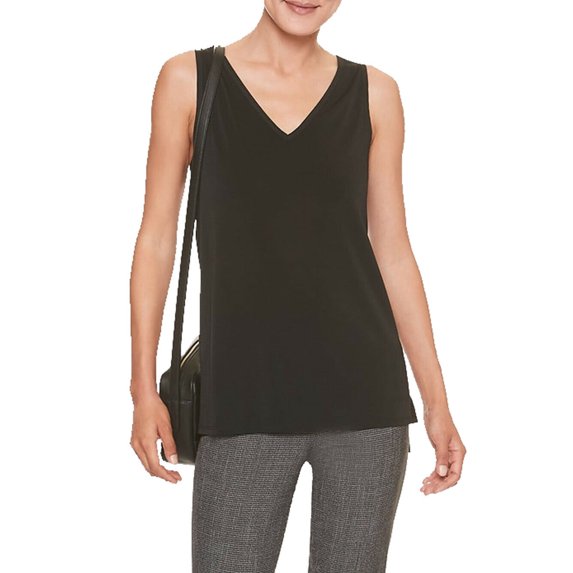 New Banana Republic Womens Mixed Material Trim Tunic Top, Black, XXL 4970-4
