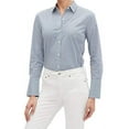 thumbnail image 1 of New  Banana Republic Womens Yarn Dyed Flute Cuff Classic Shirt, Light Blue Stripe (L), 1 of 1