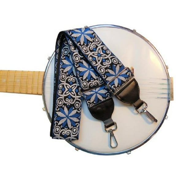 New Banjo Strap Retro Vintage Jacquard Woven Quality Snap Blue Banjo