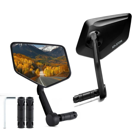 New Bar End Bike Mirror, APLSTOW HD Automotive Grade Glass Lens E-Bike Mirrors, Scratch Resistant, Safe Bicycle Rearview Mirrors