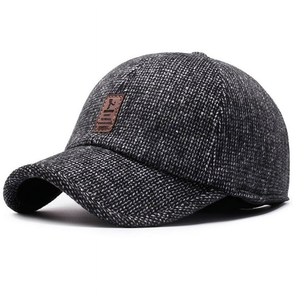 New Baseball Cap Woolen Knitted Winter Ear Cover Baseball Cap Men Thicken Warm Hats with Earflaps Sport Golf Hats Snapback Men's Winter Warm Woolen Peaked Baseball Cap Hat with Earmuffs Metal Buckle