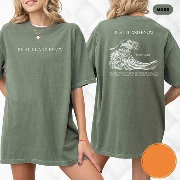 New Be Still and Know T-Shirt | Psalm 46:10 Christian Tee with Ocean Wave Graphic for Faith-Filled Calm & Comfort, DTG Print, Unisex Shirt