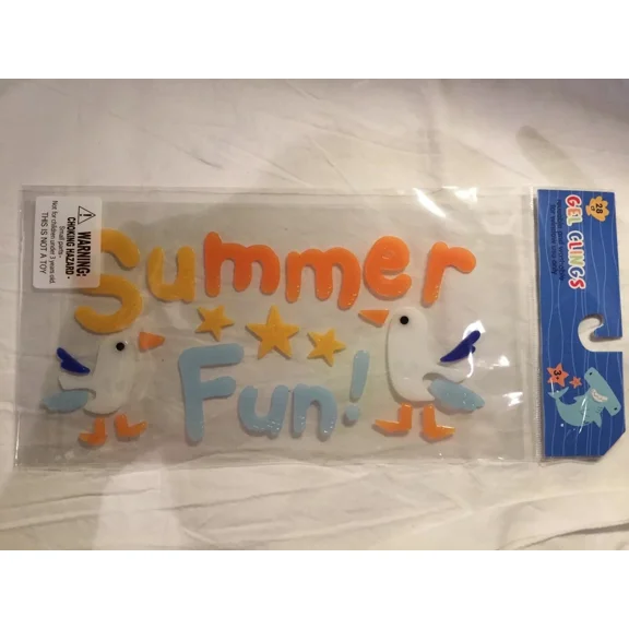 New Beach Seagulls Birds Summer Fun Stars Window Gel Clings Stickers Decor 28 Ct