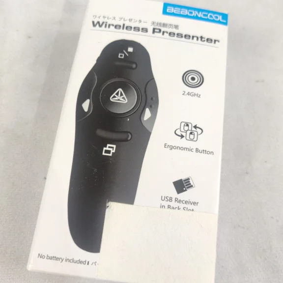 New Beboncool Black Wireless Presenter 2.4Ghz Ergonomic Button D100-Us