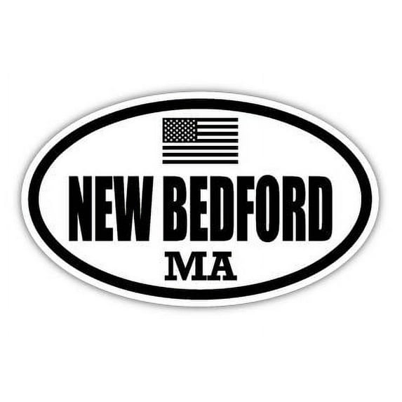 New Bedford MA Massachusetts Bristol County Stealthy Subdued Old Glory US Flag Oval Euro Decal Bumper Sticker 3M Vinyl 3" x 5"