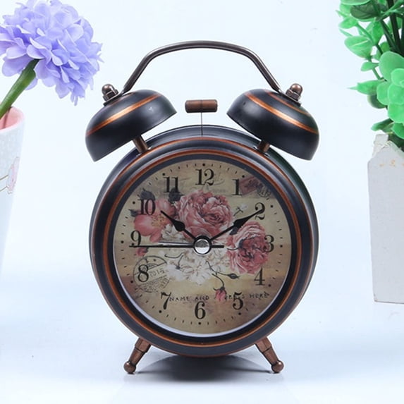 New Bedroom Living Room Super Silent Night Light Colorful Plastic. Table Desk Quartz Clock Vintage Retro Alarm Clock Round Metal Clocks 3