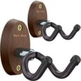 thumbnail image 1 of New Bee 2PC Guitar Wall Mount - Sturdy Wood Base & Metal Hook, High Weight Capacity, Anti-Slip V-Shape, Rotatable Adjustable with Soft Rubber - Fits Ukulele/Bass/Mandolin/Banjo (All Sizes), 1 of 9