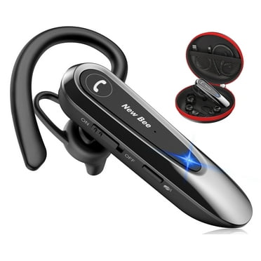 New Bee Bluetooth 5.0 Wireless Earpiece Headset with Microphone for iPhone Android, 20H Talk Time 180D Standby, Hands-Free for Business Trucker Driver, Black