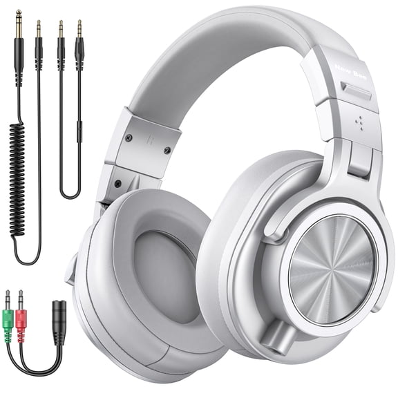 New Bee DH81 Hi-Res Studio Headphones Wired Over Ear, 50mm Drivers, 3.5mm & 6.35mm Jacks, Detachable Cable, Foldable Lightweight with Mic for Music Recording, DJ, Gaming, Piano & PC