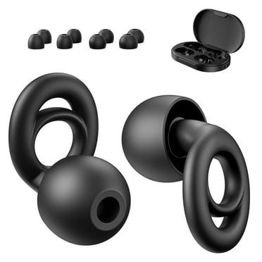 New Bee Noise Cancelling Earplugs 26dB Reusable Silicone Earplugs with S/M/L Sizes & Case for Sleeping,Work,Study,Black