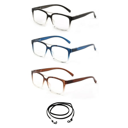 New Bee Fashion Translucent Frame Spring Hinge Bifocal +1.0 Reading Glasses, 3 Pack