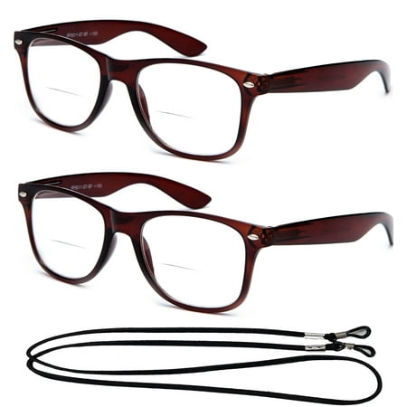 New Bee Vintage Style Unisex Bifocal Reading Glasses, Large, 2 Pack