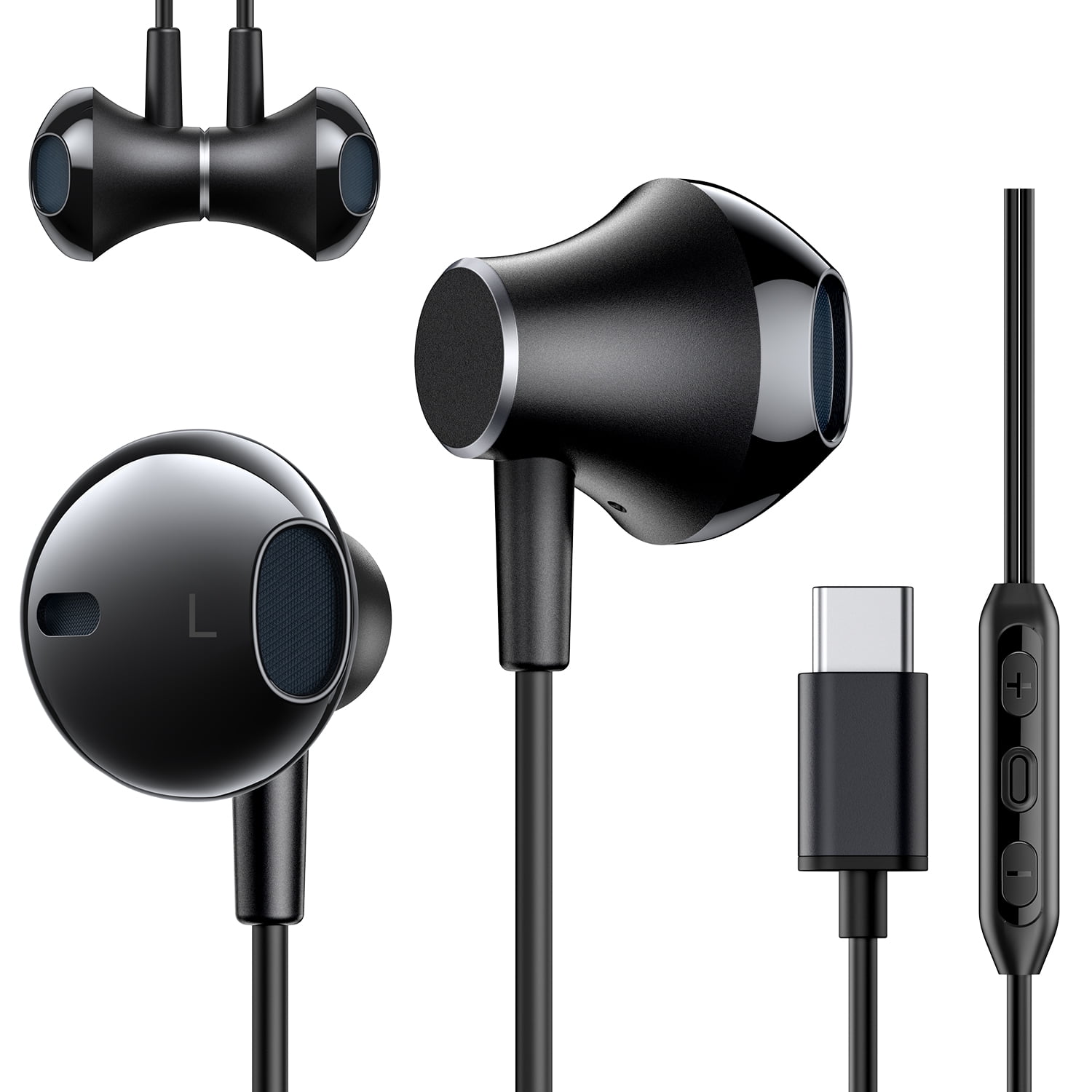 New Bee inEar Wired Earbuds USB Type C Earphones with Mic for iPho