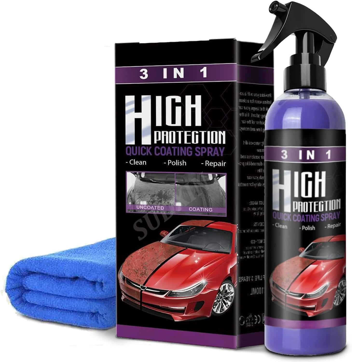 Spray Céramique Pour Voiture - Protection Carrosserie, Effet Hydrophobe, 100ml Avec éponge - 4