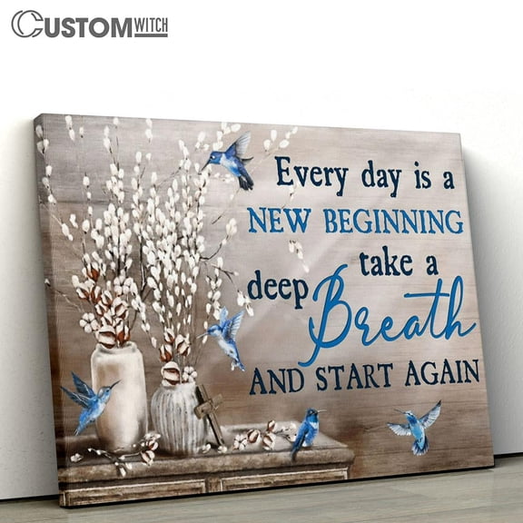 New Beginning Inspirational Quote Canvas Print, Religious Wall Art, Christian Home Decor