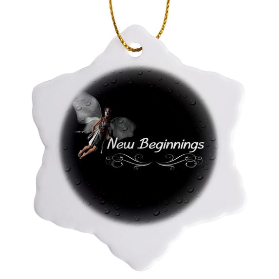 3drose, New Beginnings, 3 inch Snowflake Porcelain Ornament