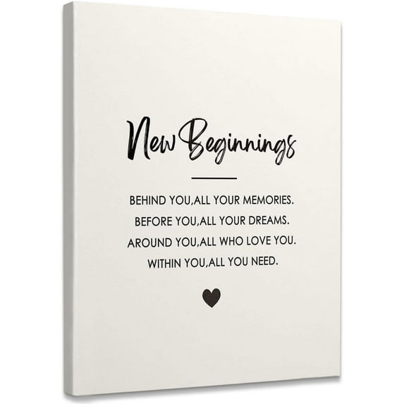 New Beginnings Minimalist Inspirational Quotes Framed Canvas Wall Art Decor 11×14 Inch,New Beginning Sign Job Motivational Print Painting Artwork Home Wall Decoration For Office Bedroom Living Room