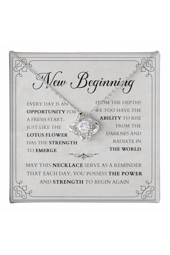 New Beginnings Necklace For Women, Divorcee Women, Break Up Necklaces, Motivational Necklace, New Beginning Graduation Birthday #1021, Gold Love Knot Necklace