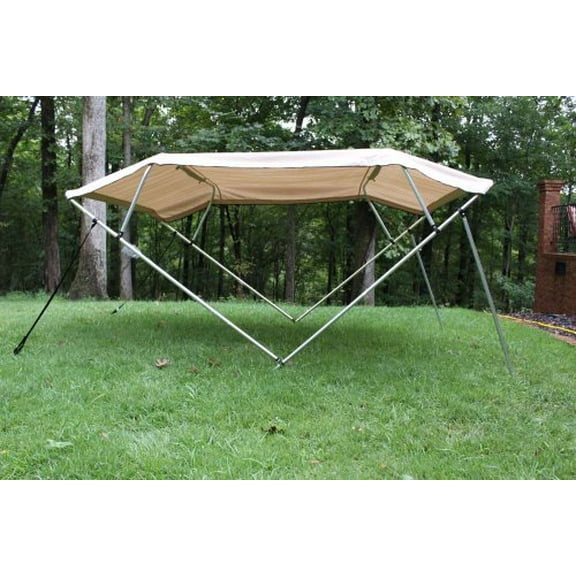 New Beige/Tan Vortex Pontoon / Deck Boat 4 Bow Bimini Top 10' Long, 97-103" Wide, 54" High, Complete Kit, Frame, Canopy, and Hardware (FAST SHIPPING - 1 TO 4 BUSINESS DAY DELIVERY)