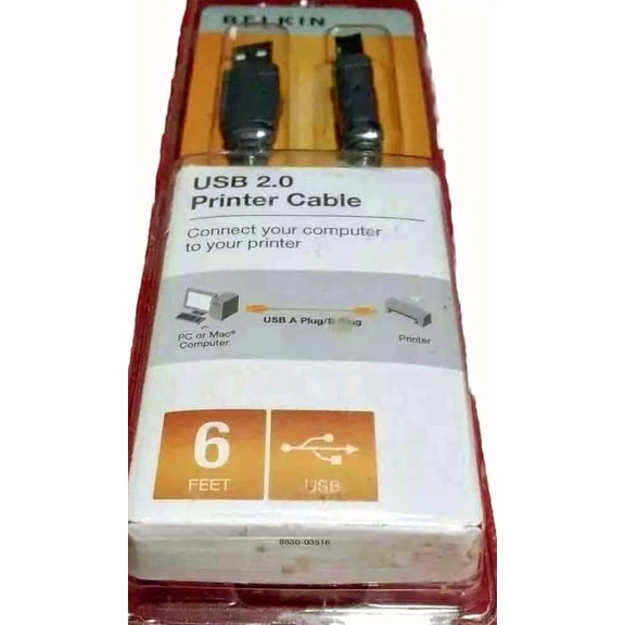 New Belkin Usb 2.0 Printer Cable 6 Feet Nib