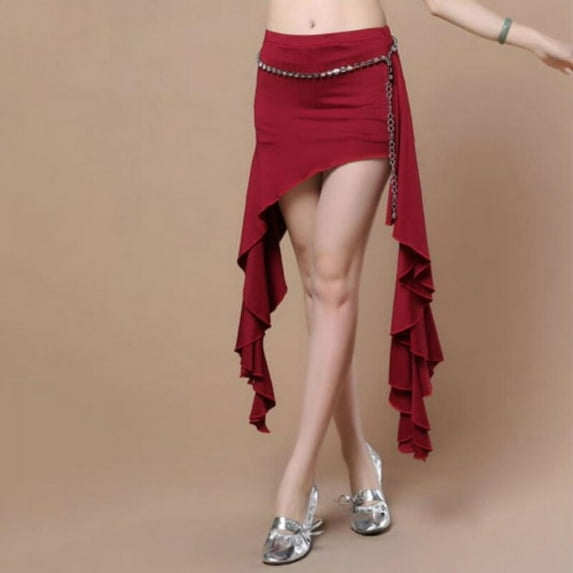 New Belly Dancing Performance Hip Scarf Belt Milk Silk Wave Tassel Dance Skirt 12 Colors
