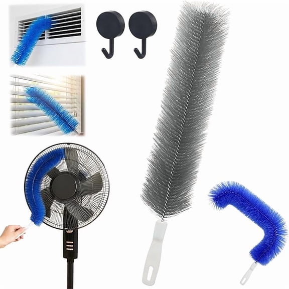 New Bendable Microfiber Head, Fan Cleaning Brush Duster, Plastic Washable Fan Cleaner Brush, Reusable Dust Remover for Air Conditioning Home Car Vents Curtain Box Fan Shutters (1PC,B)