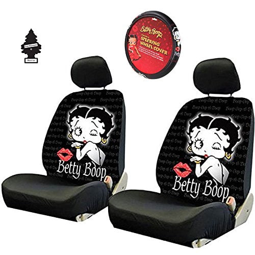 New Betty Boop Timeless Front Low Back Car Seat Covers & Steering Wheel Cover
