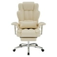 thumbnail image 1 of New Big and Tall Executive Office Chair with Footrest - 500lbs Capacity PU Leather High Back Ergonomic Recliner, Beige Home Office, 1 of 8