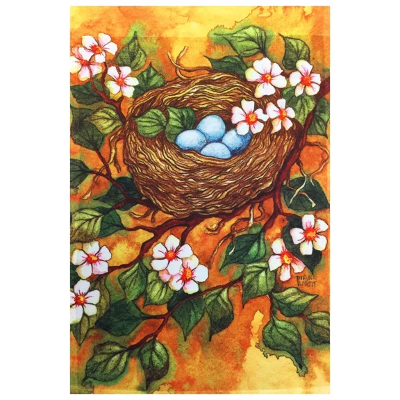 New Bird Nest & Eggs Garden Flag 12X18 Decorative Spring Flag Designer Artwork